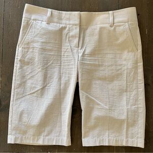 J.Crew City Fit Women's Tan & White Seersucker Striped Bermuda Shorts Size 8